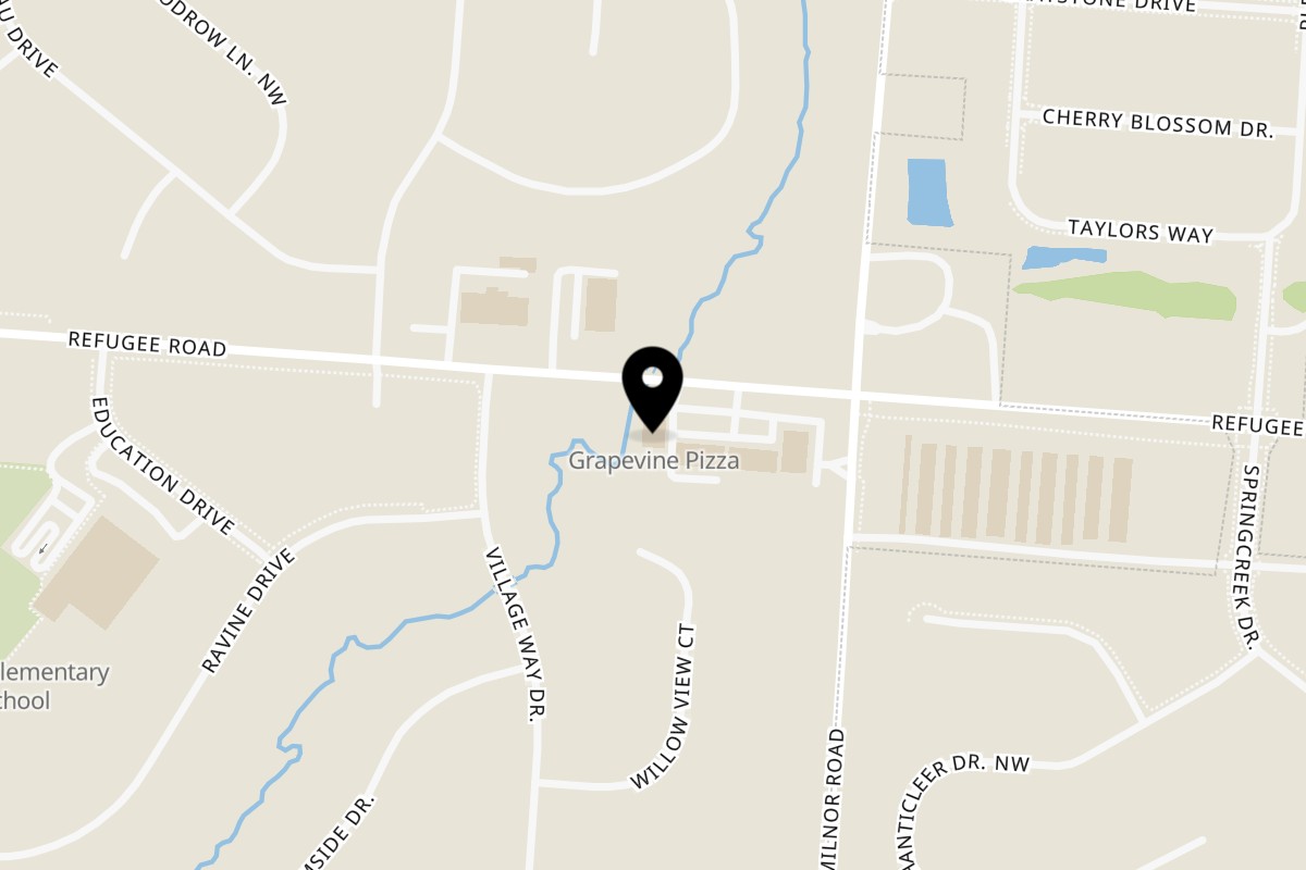 Map showing the location of Grapevine Pizza & Cafe on 8581 Refugee Rd in Pickerington